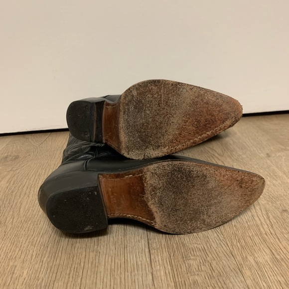 Tony Lama Vintage Black Cowboy Boots Sz 7B - Picture 8 of 15